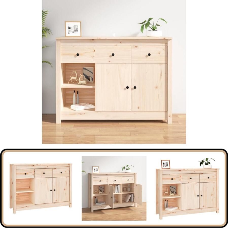 VidaXL Dressoir 100x35x74 cm Massief Grenenhout Bijzettafel Dressoir Grenoblehouten Kast Kasten Opslagmeubilair - Foto 2
