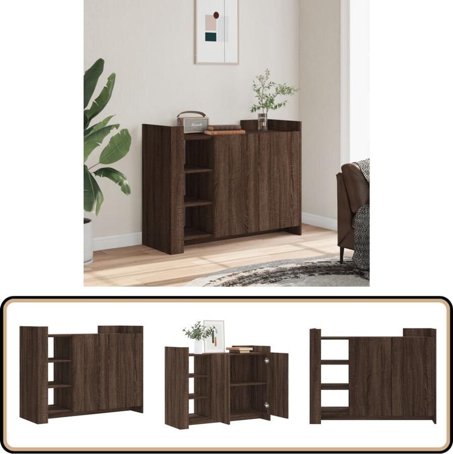 VidaXL Dressoir 100x35x75 cm Bruin Eikenhout Dressoir Houten Dressoir Vintage Dressoir Woonaccessoires Opbergkast