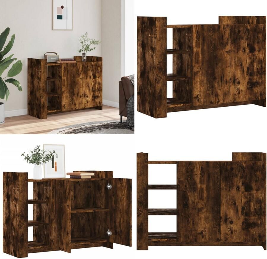 VidaXL Dressoir 100x35x75 cm bewerkt hout gerookt eikenkleurig Dressoir Dressoirs Kast Wandkast