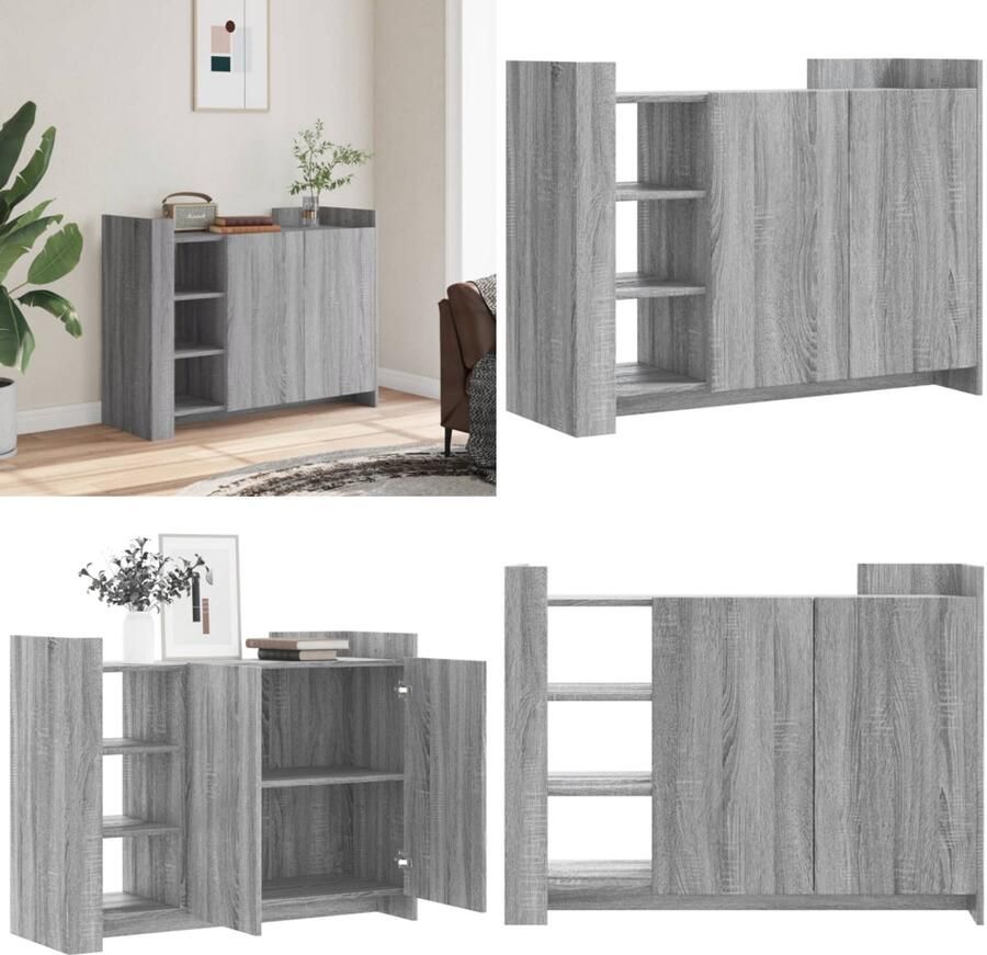 VidaXL Dressoir 100x35x75 cm bewerkt hout grijs sonoma Dressoir Dressoirs Kast Wandkast