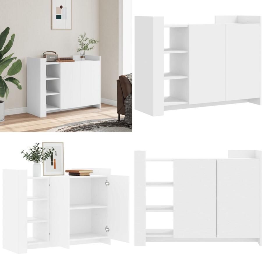 VidaXL Dressoir 100x35x75 cm bewerkt hout wit Dressoir Dressoirs Kast Wandkast