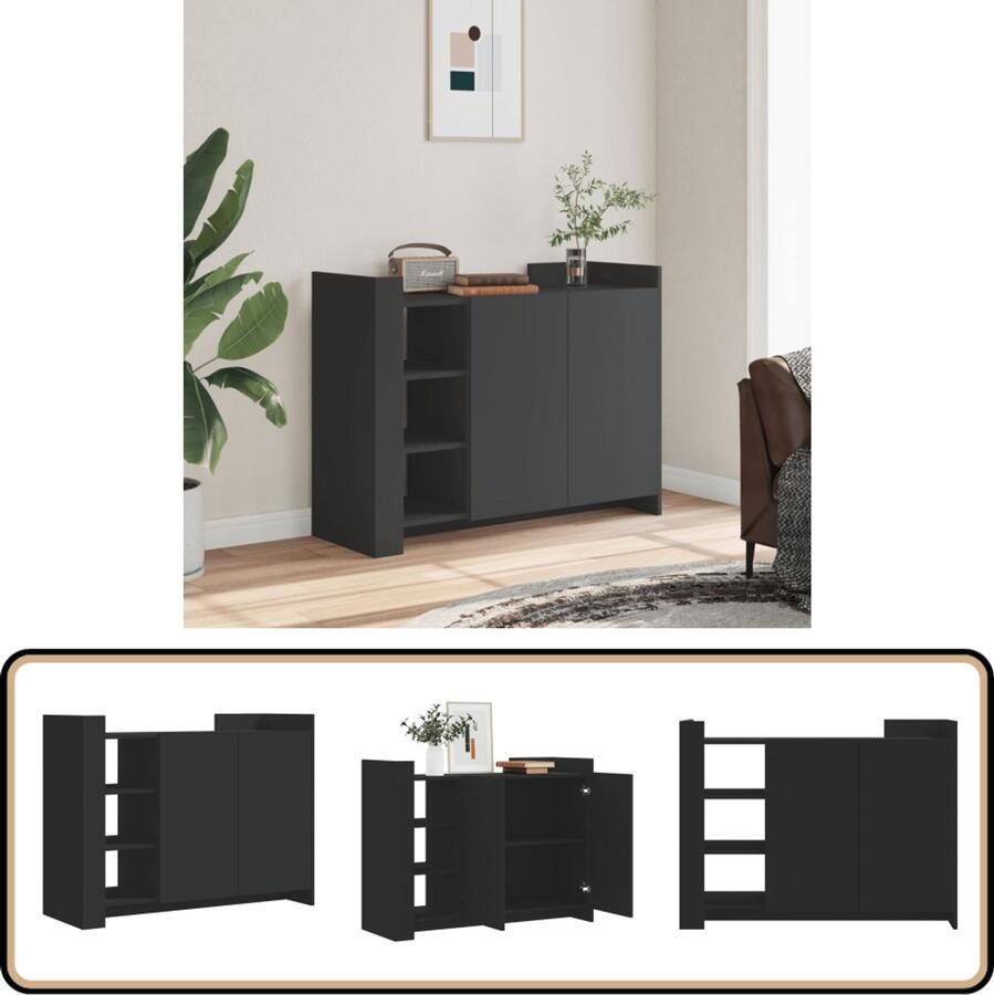 VidaXL Dressoir 100x35x75 cm Bewerkt Hout Zwart Dressoir Houten Dressoir Opbergkast Salontafel Tv Tafel - Foto 2