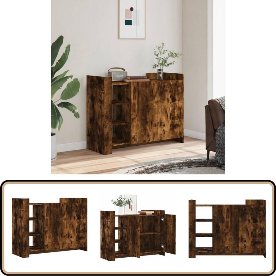 VidaXL Dressoir 100x35x75 cm Gerookt Eiken Dressoir Houten Dressoir Vintage Dressoir Landelijk Dressoir Opbergkast