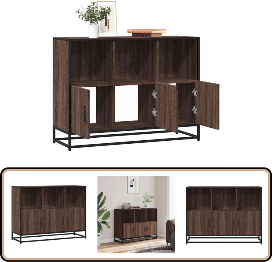 VidaXL Dressoir Bruin Eiken 100x35x76 cm Dressoir Opbergkast Salontafel Industrieel Meubilair Houten Dressoir