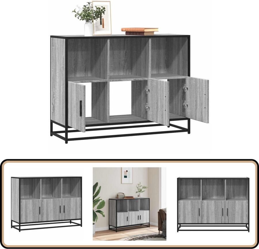 VidaXL Dressoir 100x35x76 cm Grijs Sonoma Eiken Dressoir Opbergkast Salontafel Industrieel Design Grijze Meubels