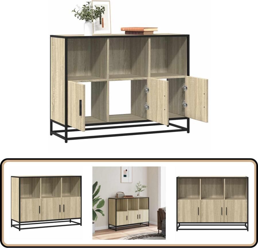 VidaXL Dressoir 100x35x76 cm Sonoma Eiken Hout Dressoir Opbergkast Salontafel Houten Meubels Industrieel Design
