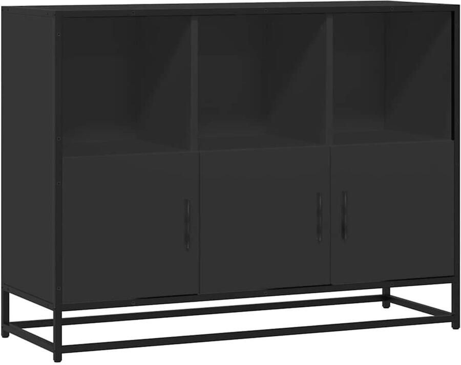 VidaXL Dressoir 100x35x76 cm bewerkt hout zwart Dressoir Commode Opbergkast Houten Dressoir Zwart Dressoir - Foto 2
