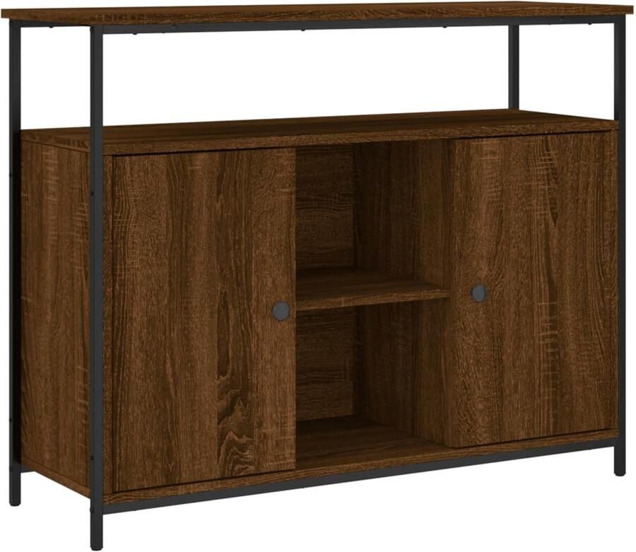 VidaXL Dressoir Bruin Eiken 100x35x80 cm Dressoir Houten Dressoir Opbergkast Salontafel Vintage Dressoir
