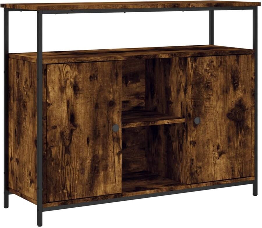 The Living Store Dressoir 100x35x80 cm bewerkt hout gerookt eikenkleurig Dressoir Vintage Dressoir Houten Dressoir Landelijk Dressoir Opbergkast