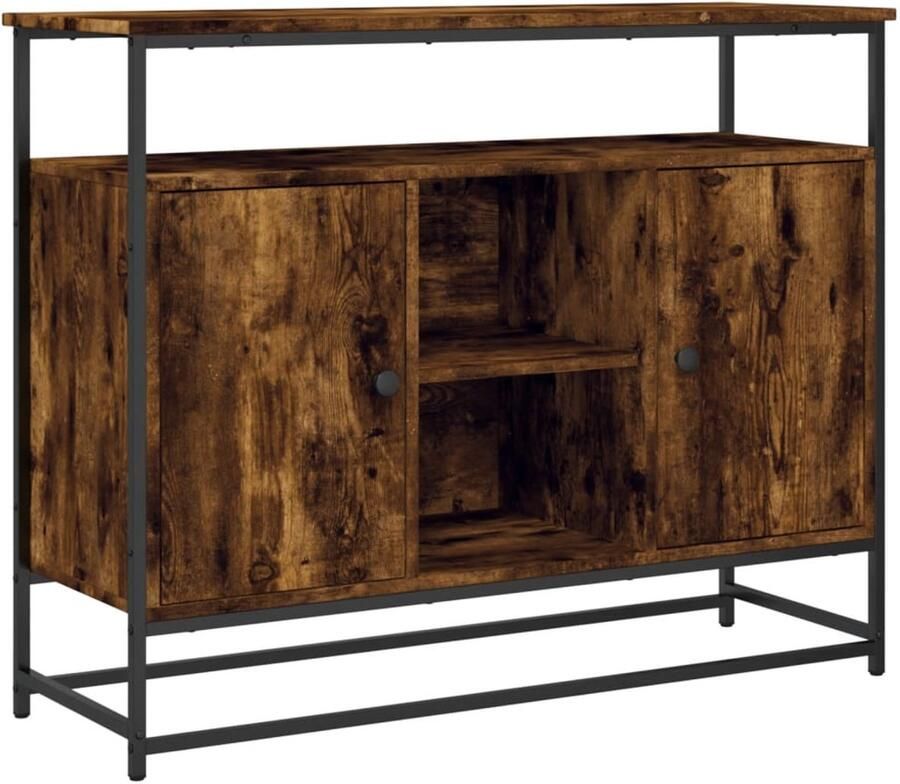 VidaXL Dressoir 100x35x80 cm Gerookt Eikenhout Dressoirkast Opbergkast Houten Kast Vintage Stijl Landelijke Stijl