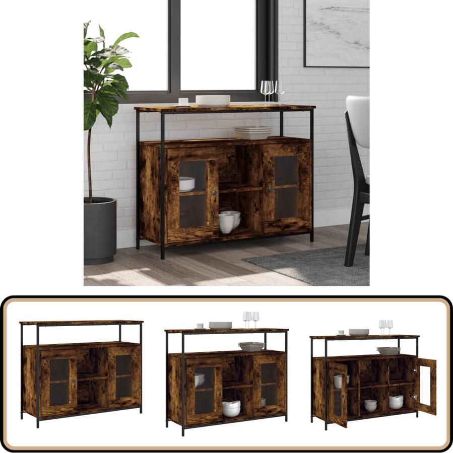 VidaXL Dressoir Gerookt Eiken 100x35x80 cm Dressoir Woonkamer Salontafel Opbergkast Houten Dressoir