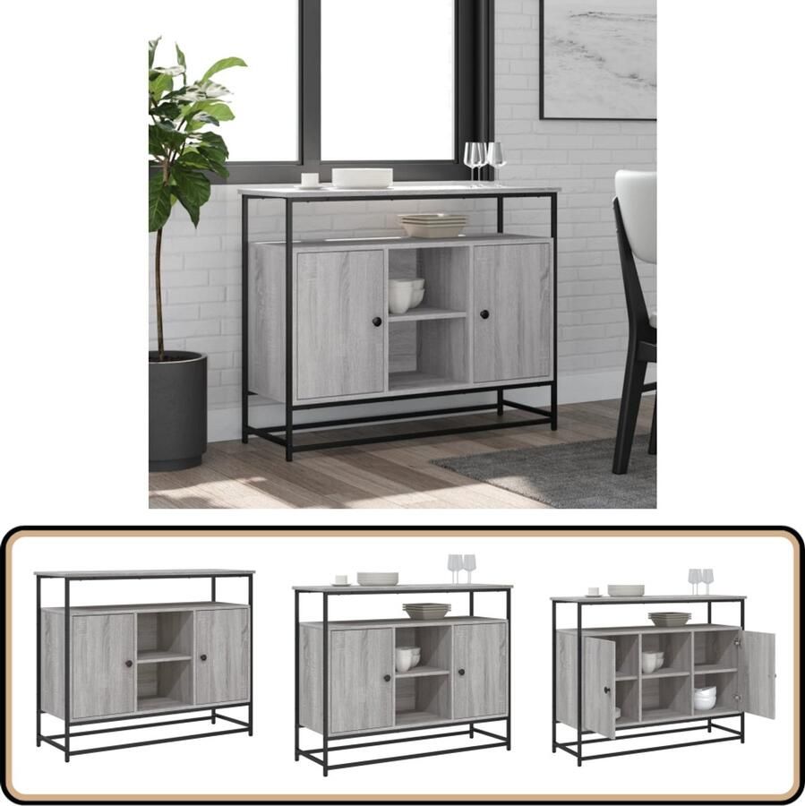 VidaXL Dressoir 100x35x80 cm Grijs Sonoma Eiken Dressoir Grijze Eikenhouten Meubels Woonkamerinrichting Opbergkasten Tv Stand
