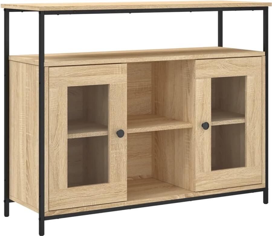 VidaXL Dressoir 100x35x80 cm Sonoma eikenkleurig Dressoir Salontafel Houten Dressoir Opbergkast Woonaccessoires