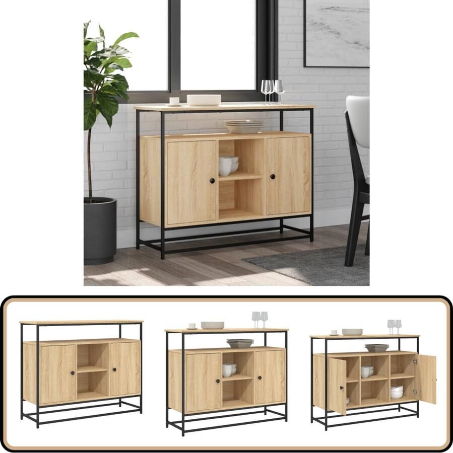 VidaXL Dressoir 100x35x80 cm Sonoma eiken Dressoir Kast Opbergkast Salontafel Houten Dressoir