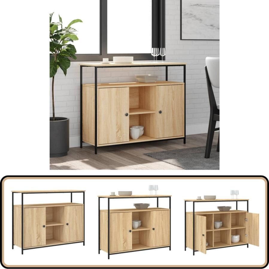 VidaXL Dressoir 100x35x80 cm Sonoma Eiken Dressoir Salontafel Houten Dressoir Opbergkast Vintage Dressoir