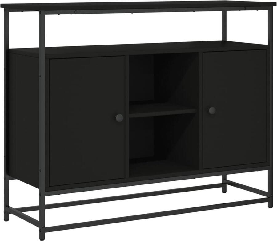 VidaXL Dressoir Zwart Bewerkt Hout 100x35x80 cm Dressoir Kast Opbergkast Woonkamerinrichting Salontafel