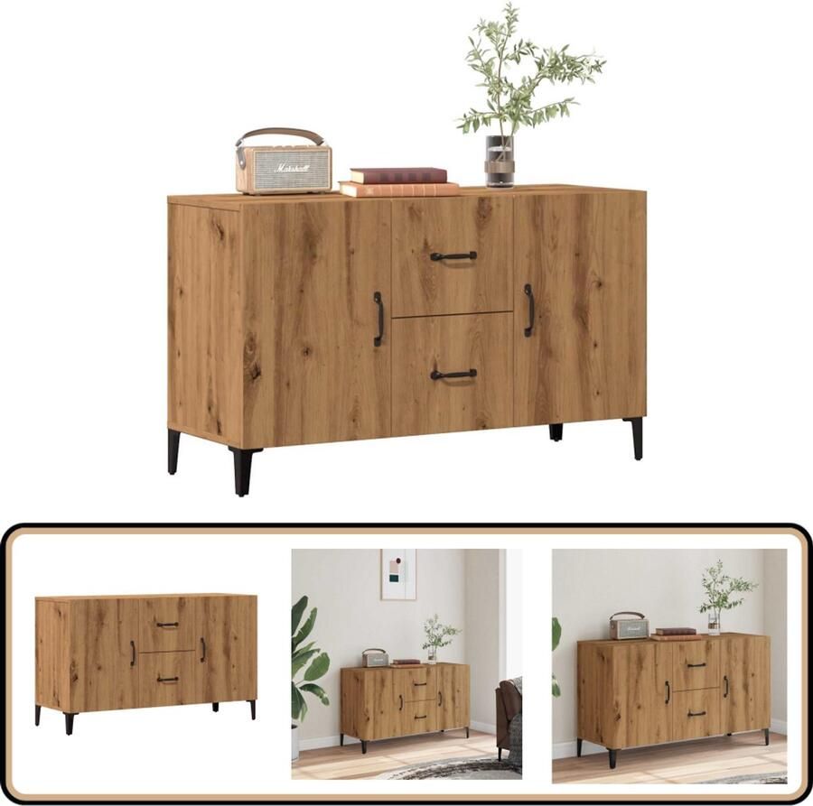 VidaXL Dressoir 100x36x60 cm Artisanaal Eiken Dressoir Houten Dressoir Vintage Dressoir Salontafel Opslagmeubels