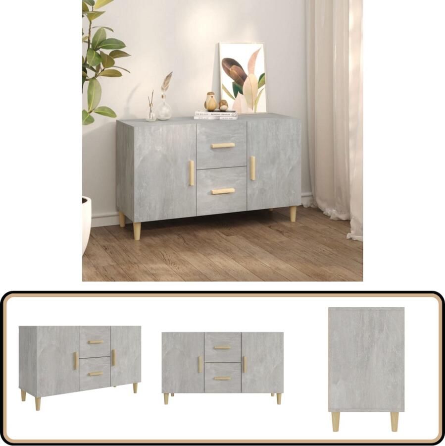 VidaXL Dressoir 100x36x60 cm Betongrijs Hout Dressoir Buffetkast Houten Kast Betongrijs Opbergkast
