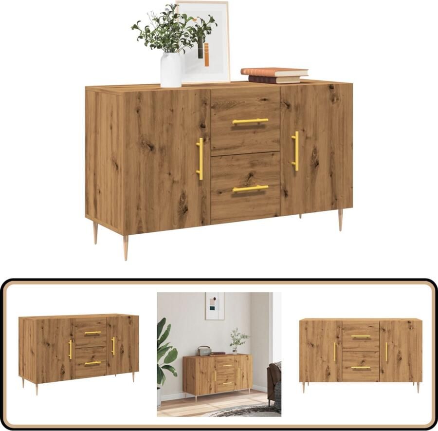 VidaXL Dressoir 100x36x60 cm Artisanaal Eikenkleur Dressoir Houten Dressoir Salontafel Opslagoplossing Keukenmeubilair