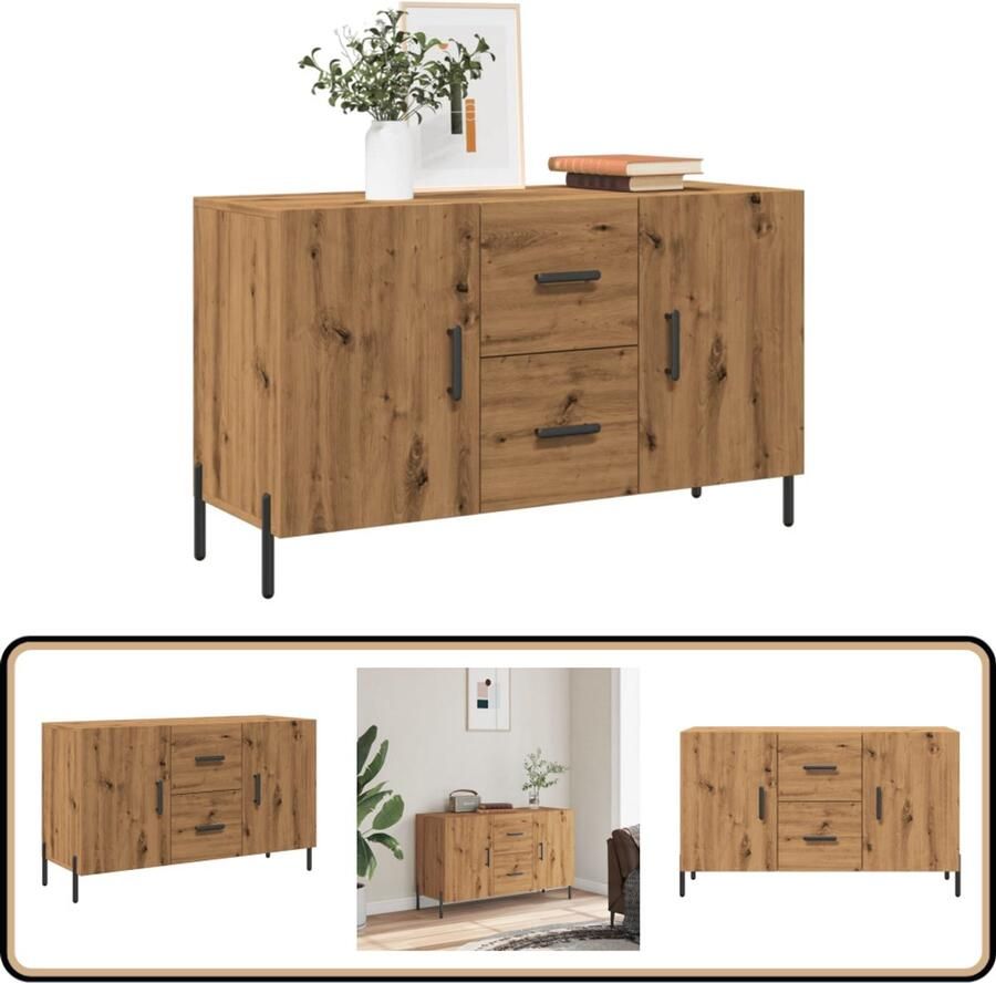 VidaXL Dressoir 100x36x60 cm Artisanaal Eiken Dressoir Houten Dressoir Salontafel Opslagmeubilair Livingroom Furniture