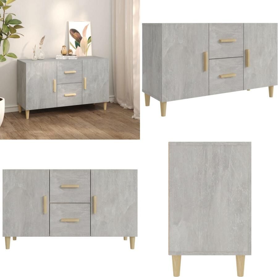 VidaXL Dressoir 100x36x60 cm bewerkt hout betongrijs Dressoir Dressoirs Kast Wandkast