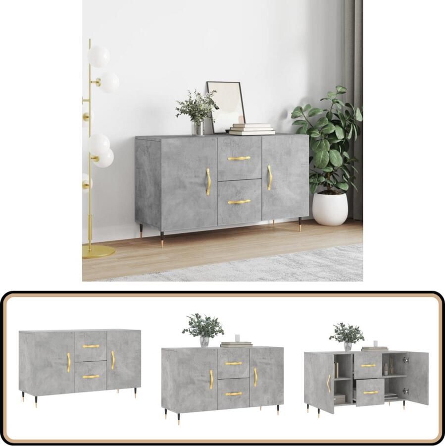VidaXL Dressoir 100x36x60 cm Bewerkt Hout Betongrijs Dressoir Houten Dressoir Beton Grijs Dressoir Modern Dressoir Vintage Dressoir