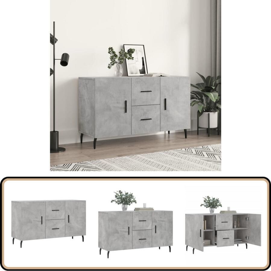 VidaXL Dressoir 100x36x60 cm Bewerkt hout Grijs Dressoir Meubels Houten Dressoir Grijze Dressoir Modern Dressoir