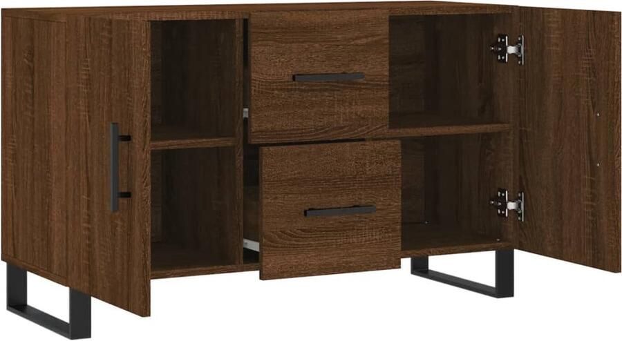 VidaXL Dressoir 100x36x60 cm bewerkt hout bruineikenkleurig Dressoir Dressoirs Kast Wandkast
