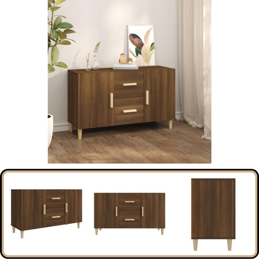VidaXL Dressoir 100x36x60 cm Bruin Eikenkleur Dressoir Buffetkast Houten Dressoir Vintage Dressoir Landelijk Dressoir