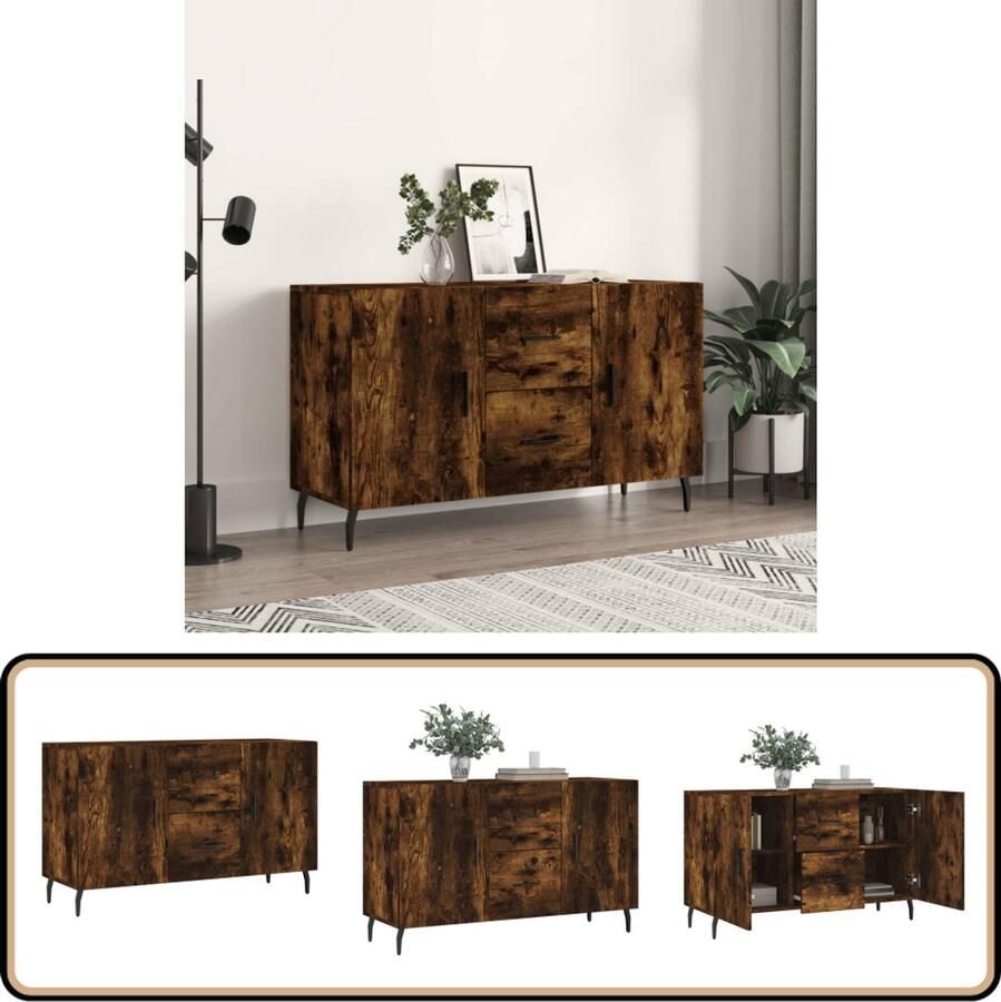 VidaXL Dressoir 100x36x60 cm Gerookt Eiken Dressoir Houten Dressoir Modern Dressoir Vintage Dressoir Tv Meubel