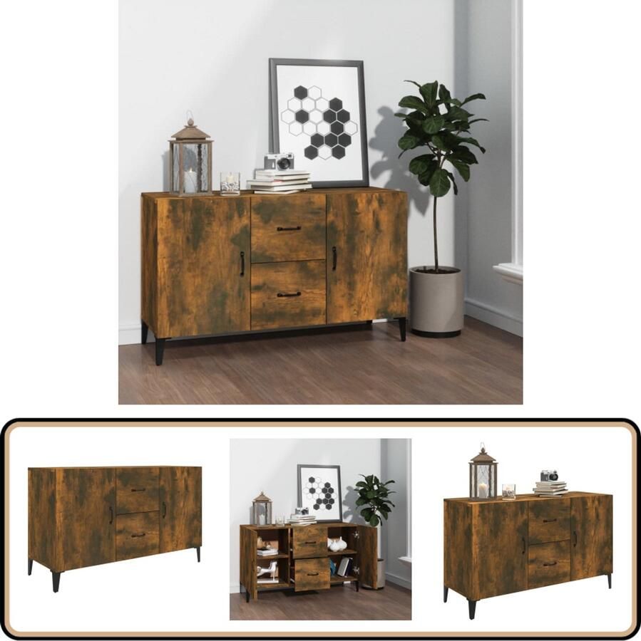 VidaXL Dressoir Gerookt Eiken 100x36x60 cm Dressoir Buffetkast Houten Kast Gerookt Eiken Vintage Meubels