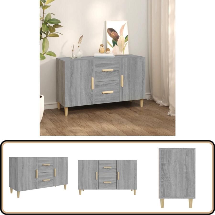 VidaXL Dressoir 100x36x60 cm Grijs Sonoma Eiken Dressoir Bijzettafel Houten Dressoir Grijze Dressoir Vintage Dressoir
