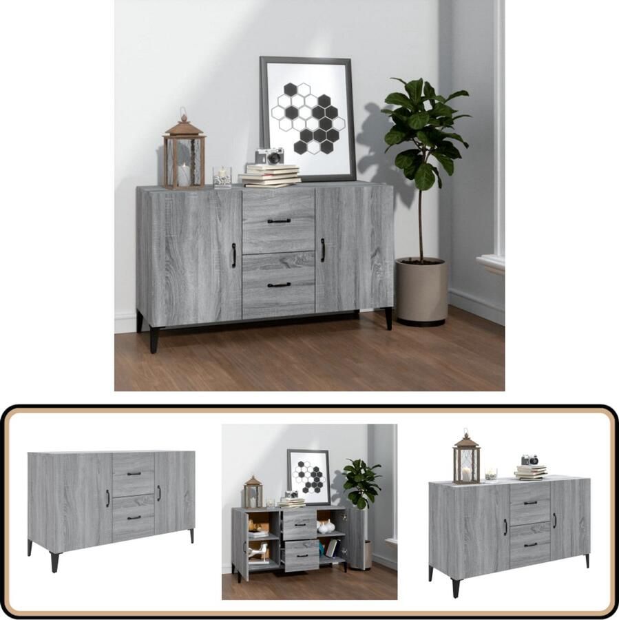 VidaXL Dressoir 100x36x60 cm Grijs Sonoma Eiken Dressoir Buffetkast Houten Kast Grijze Kast Salontafel