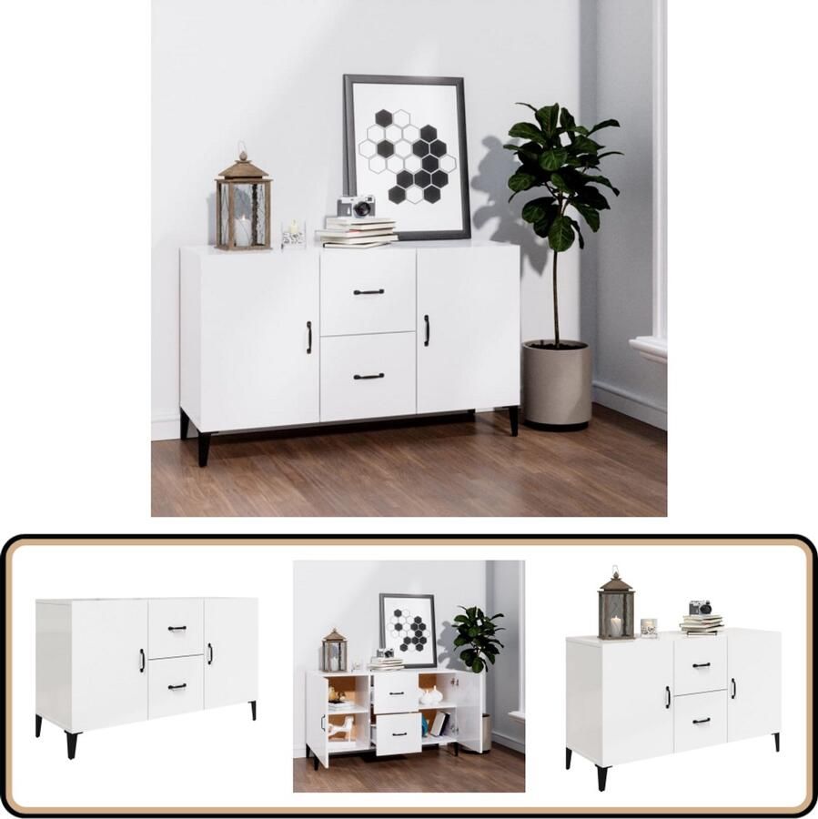 VidaXL Dressoir Hoogglans Wit 100x36x60 cm Dressoir Buffetkast Houten Dressoir Vintage Dressoir Landelijk Dressoir