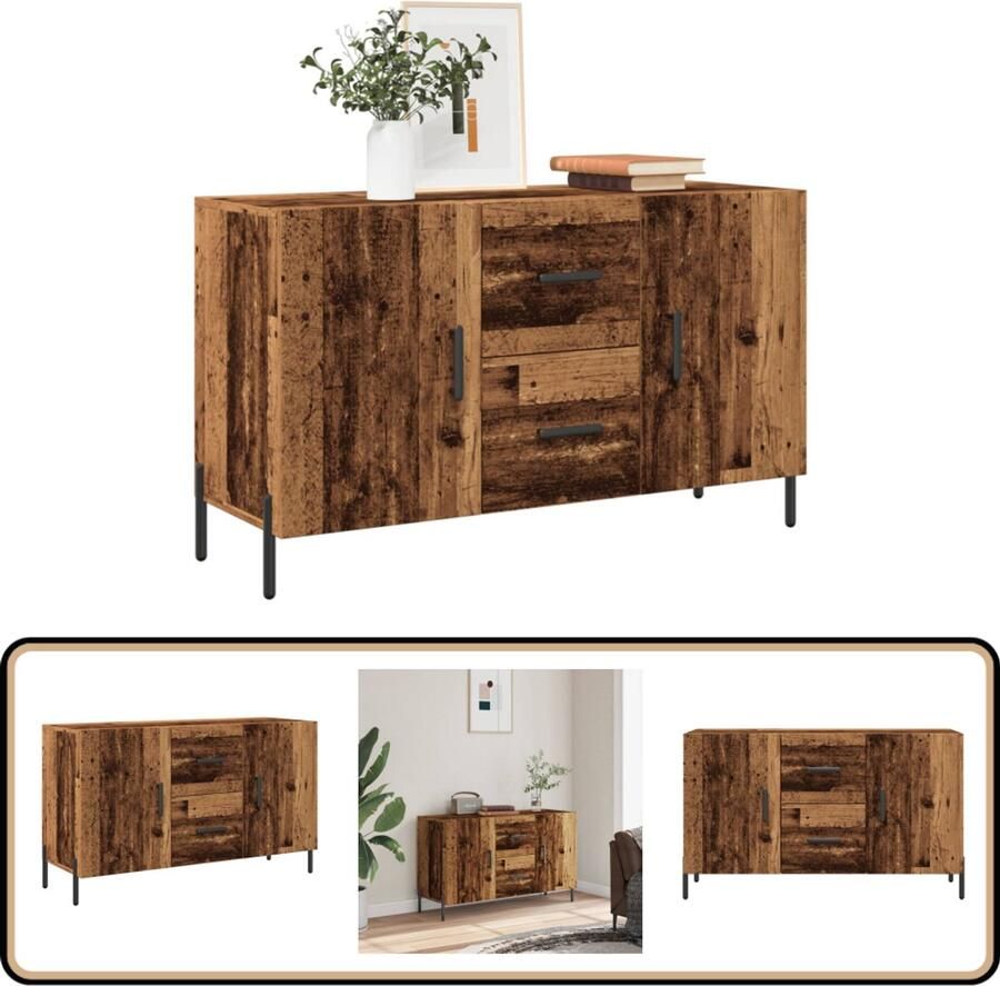 VidaXL Dressoir 100x36x60 cm Bewerkt hout Oud hout Dressoir Houten Dressoir Vintage Dressoir Opslagmeubilair Salontafel