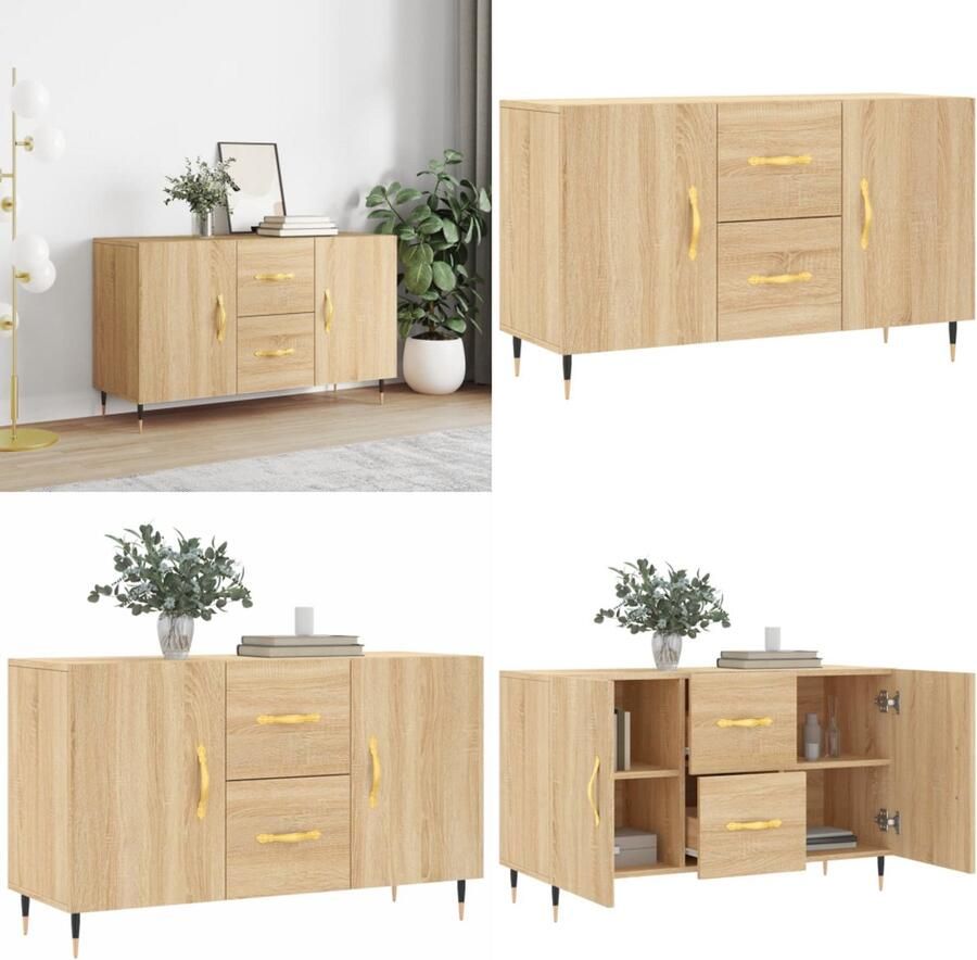 VidaXL Dressoir 100x36x60 cm bewerkt hout sonoma eikenkleurig Dressoir Dressoirs Kast Wandkast