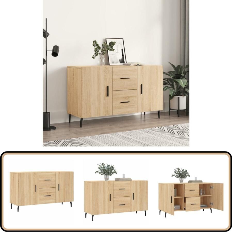 VidaXL Dressoir 100x36x60 cm Sonoma Eiken Dressoir Modern Meubel Salontafel Opbergruimte Houten Dressoir