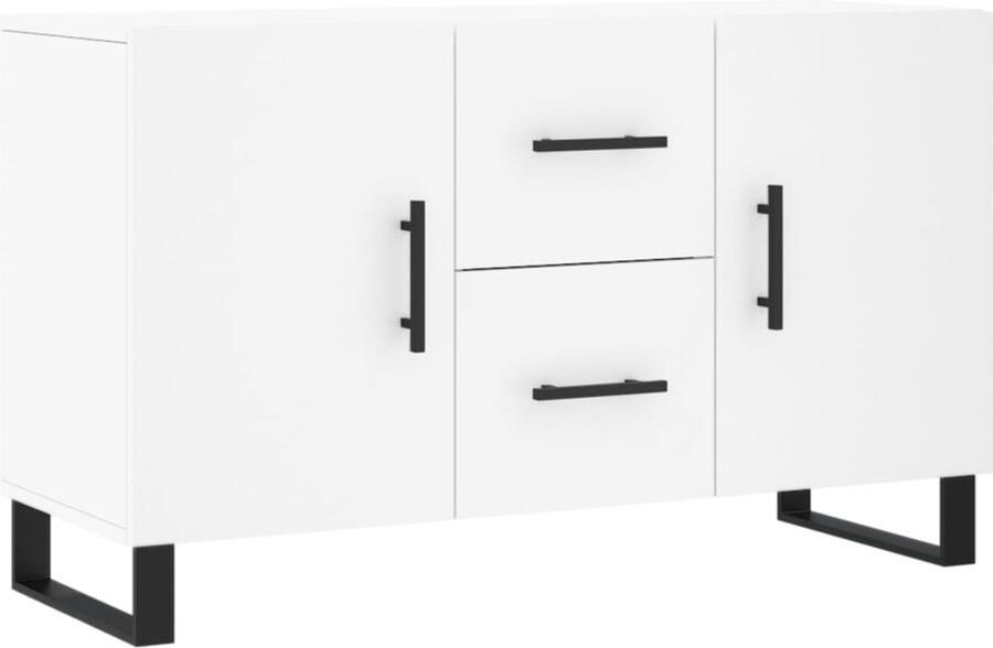 The Living Store Dressoir 100x36x60 cm bewerkt hout wit Dressoir Houten Dressoir Modern Dressoir Witte Dressoir Opbergkast - Foto 4