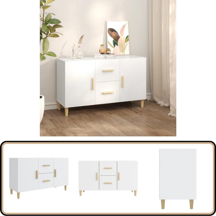 VidaXL Dressoir Wit 100x36x60 cm Dressoir Buffetkast Houten Kast Witte Kast Opbergkast