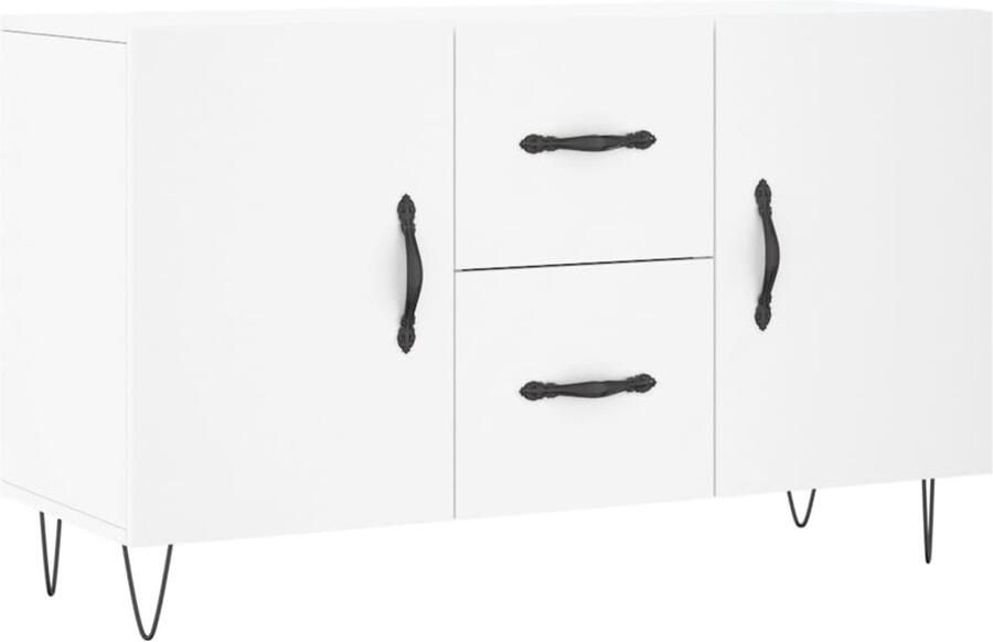 The Living Store Dressoir 100x36x60 cm bewerkt hout wit Dressoir Houten Dressoir Modern Dressoir Witte Dressoir Opbergkast - Foto 5
