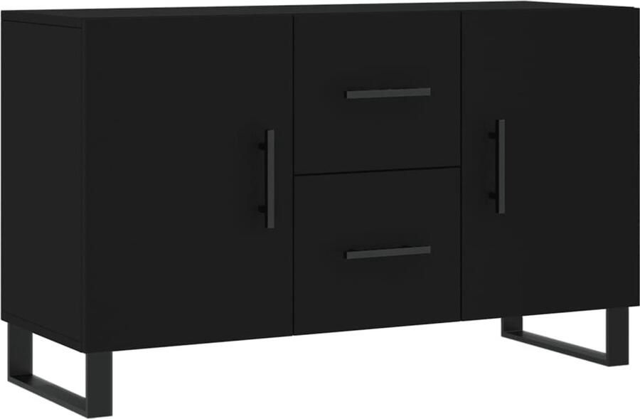 VidaXL Dressoir Bewerkt Hout Zwart 100x36x60 cm Dressoir Opbergkast Houten Dressoir Zwart Dressoir Salontafel - Foto 3
