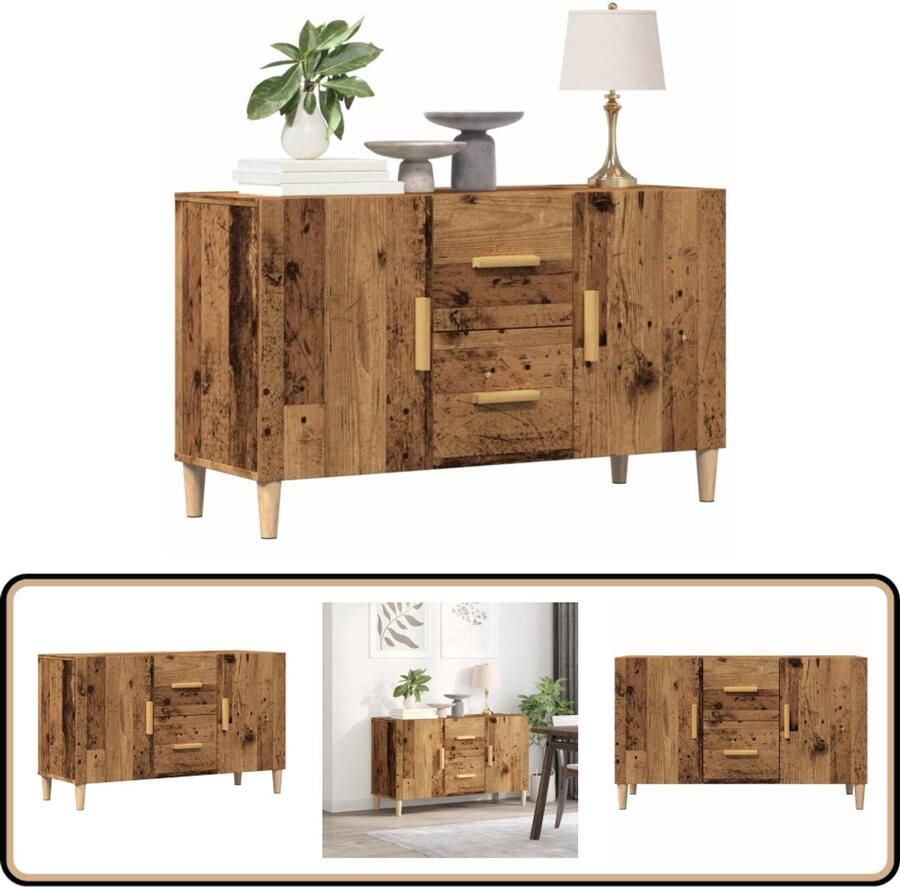 VidaXL Dressoir 100x36x60 cm Bewerkte houtlook Dressoir Houten Dressoir Vintage Dressoir Opslagmeubel Salontafel