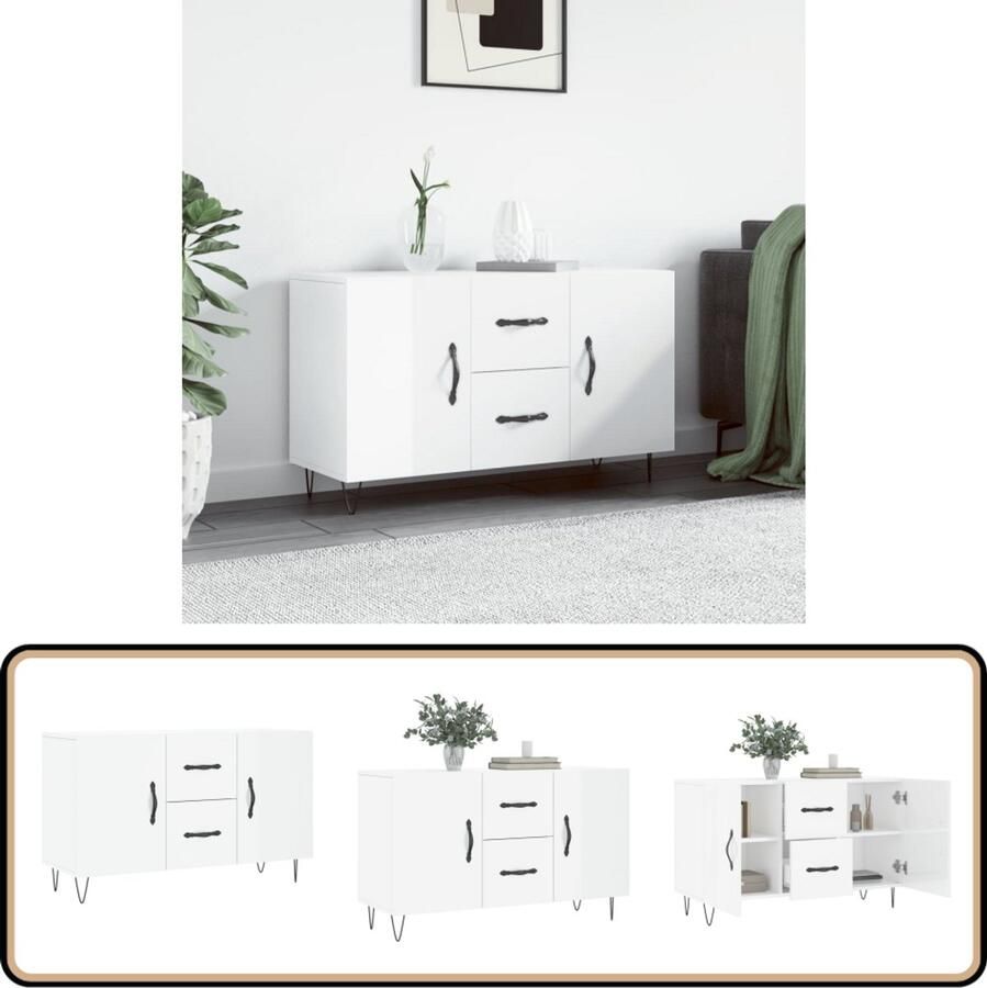 VidaXL Dressoir 100x36x60 cm Hoogglans Wit Dressoir Modern Dressoir Witte Dressoir Houten Dressoir Opbergkast