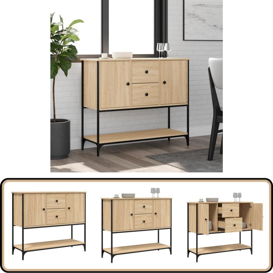 VidaXL Dressoir 100x36x85 cm Sonoma eiken Dressoir Vintage Dressoir Houten Dressoir Salontafel Opbergkast - Foto 2