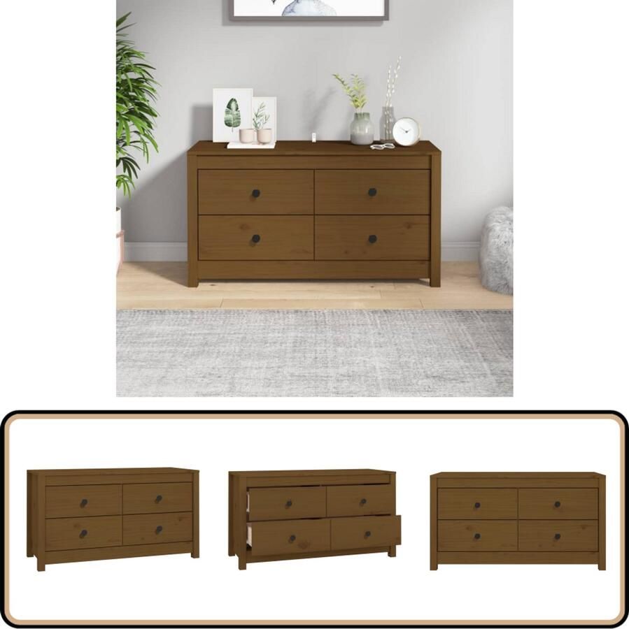VidaXL Dressoir massief grenenhout honingbruin Dressoir Grenoble Hout Honig Bruin Vintage Landelijke Stijl