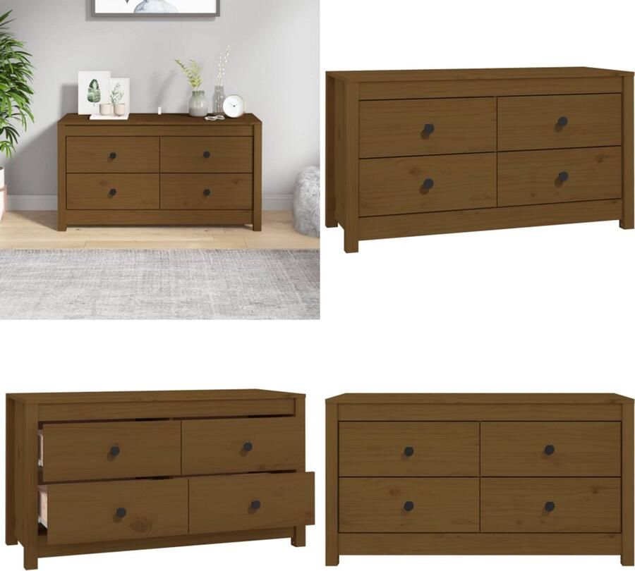 VidaXL Dressoir 100x40x54 cm massief grenenhout honingbruin Wandkast Wandkasten Kast Buffetkast