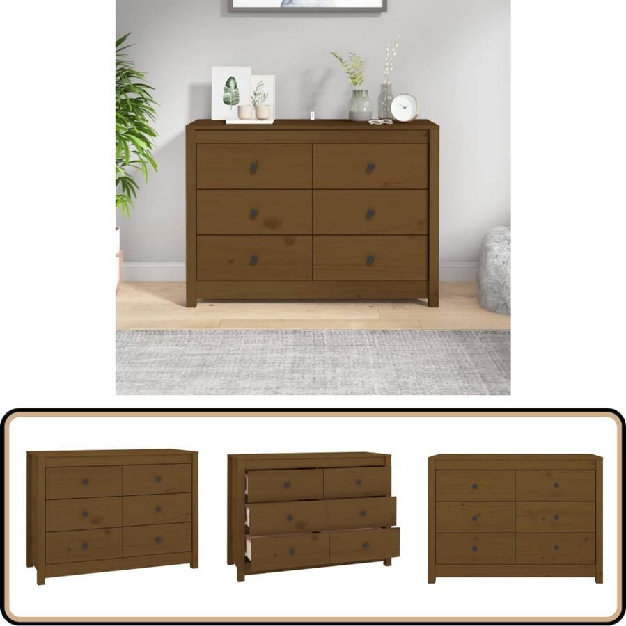 VidaXL Dressoir 100x40x72 cm Massief Grenenhout Honingbruin Dressoir Hout Grenenhout Vintage Landelijk