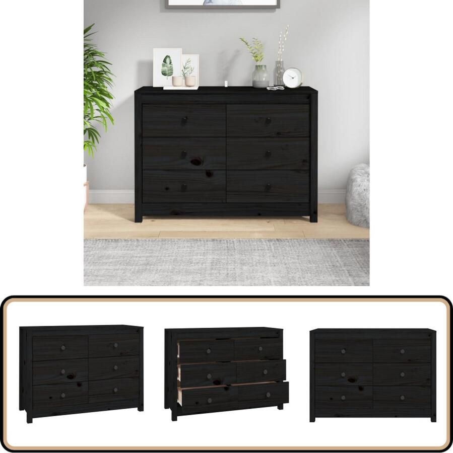 VidaXL Dressoir Zwart Massief Grenenhout 100x40x72cm Dressoir Hout Grenenhout Black Furniture Vintage Dresser