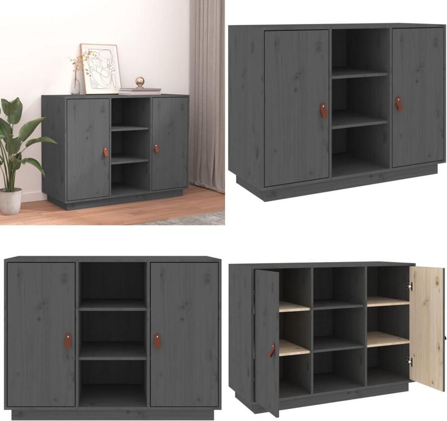 VidaXL Dressoir 100x40x75 cm massief grenenhout grijs Dressoir Dressoirs Bijzetkast Consolekast