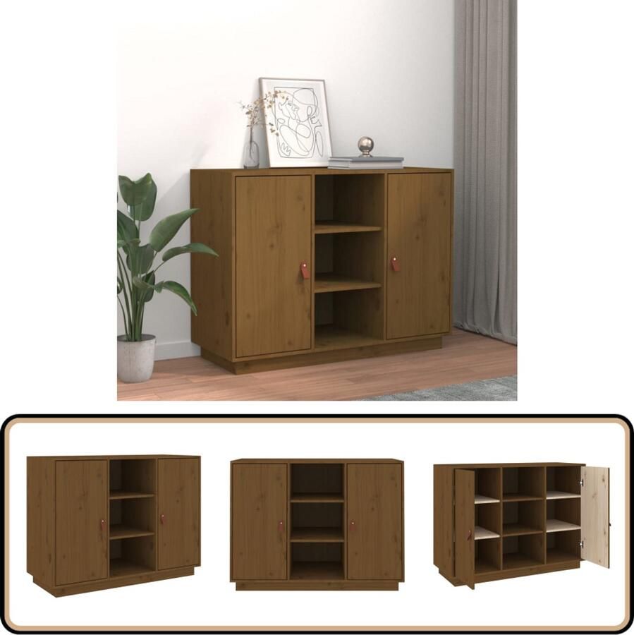 VidaXL Dressoir Massief Grenenhout Honingbruin Dressoir Massief Hout Grenenhout Honigbruin Vintage Stijl
